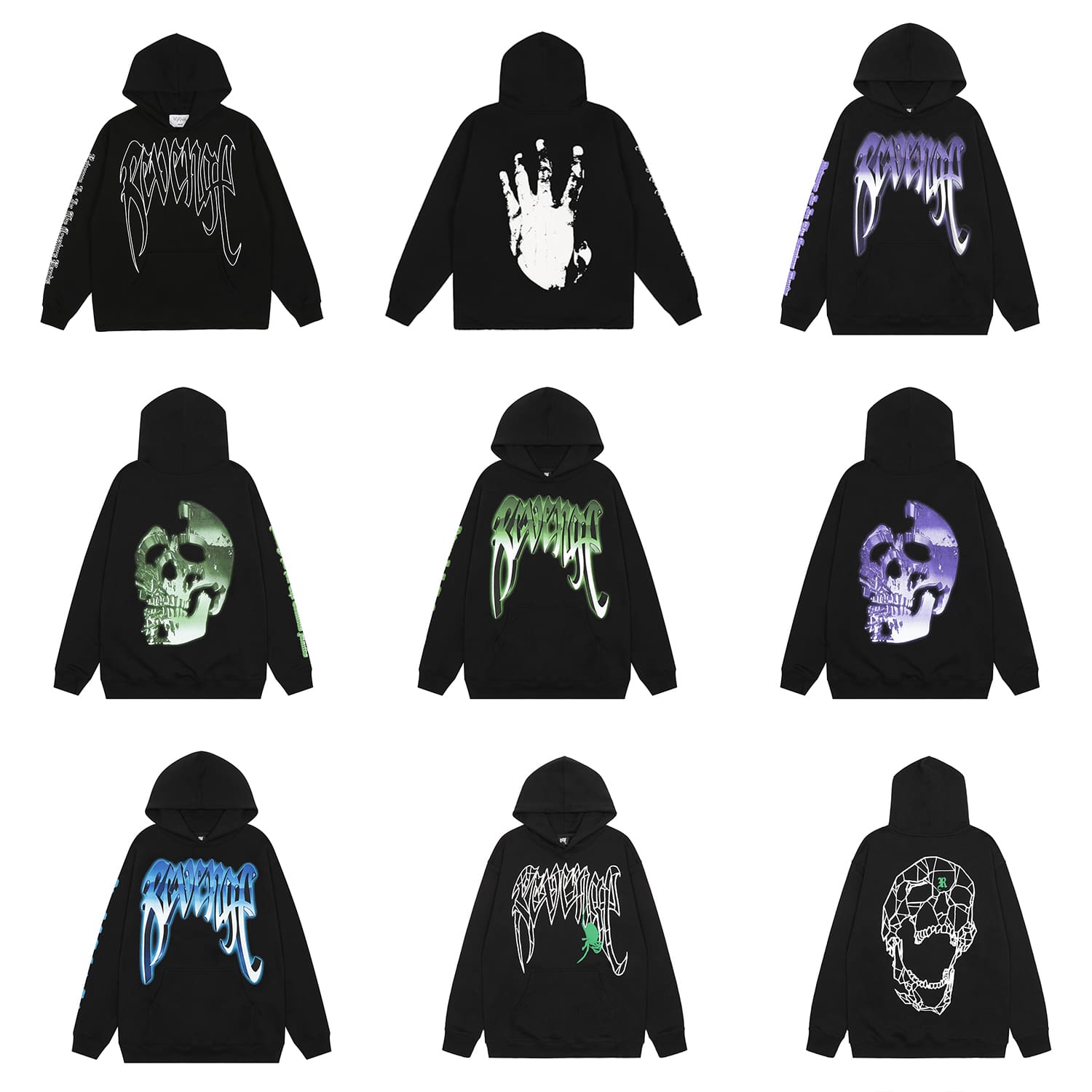 Revenge Mechanical Skull Print Hoodie
