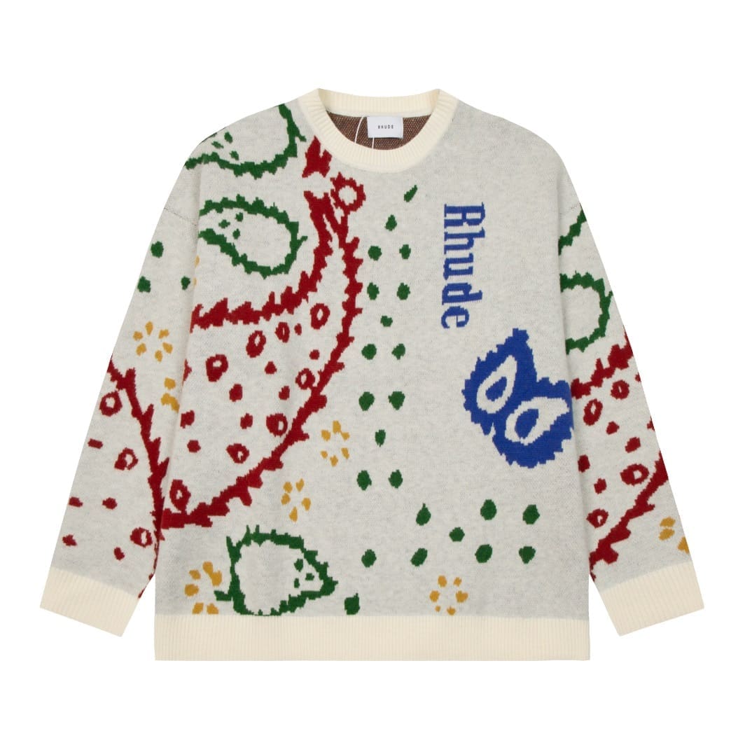 Rhude Paisley Jacquard Crew Neck Sweater