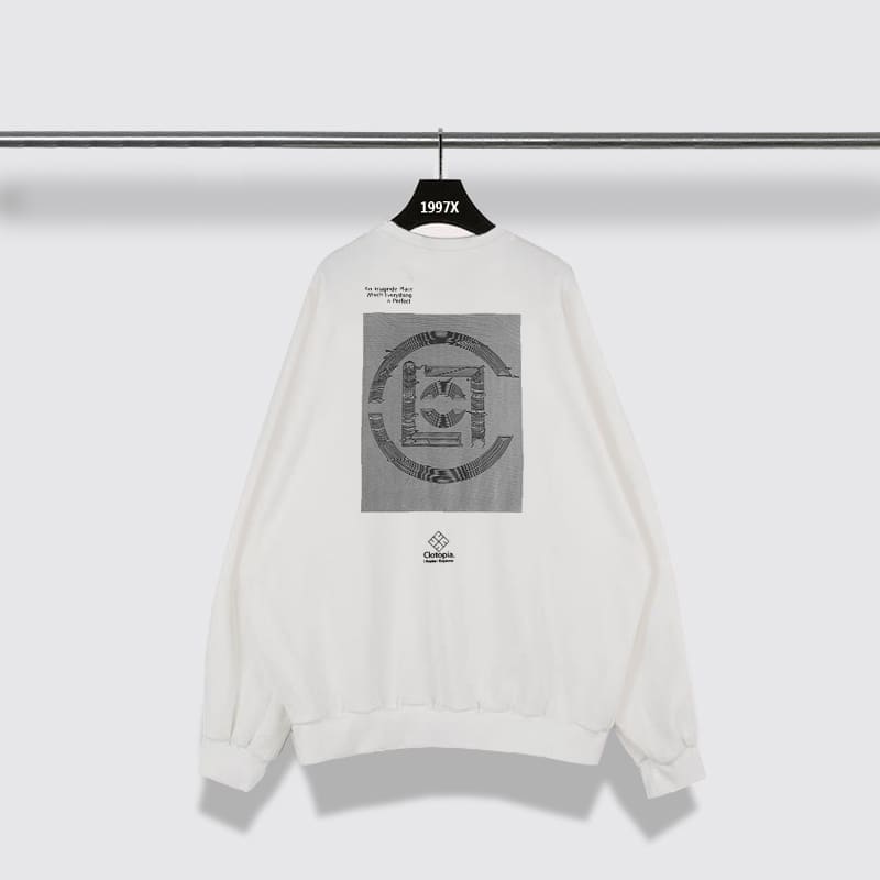 Clot Blue And White Porcelain Fleece Sweater