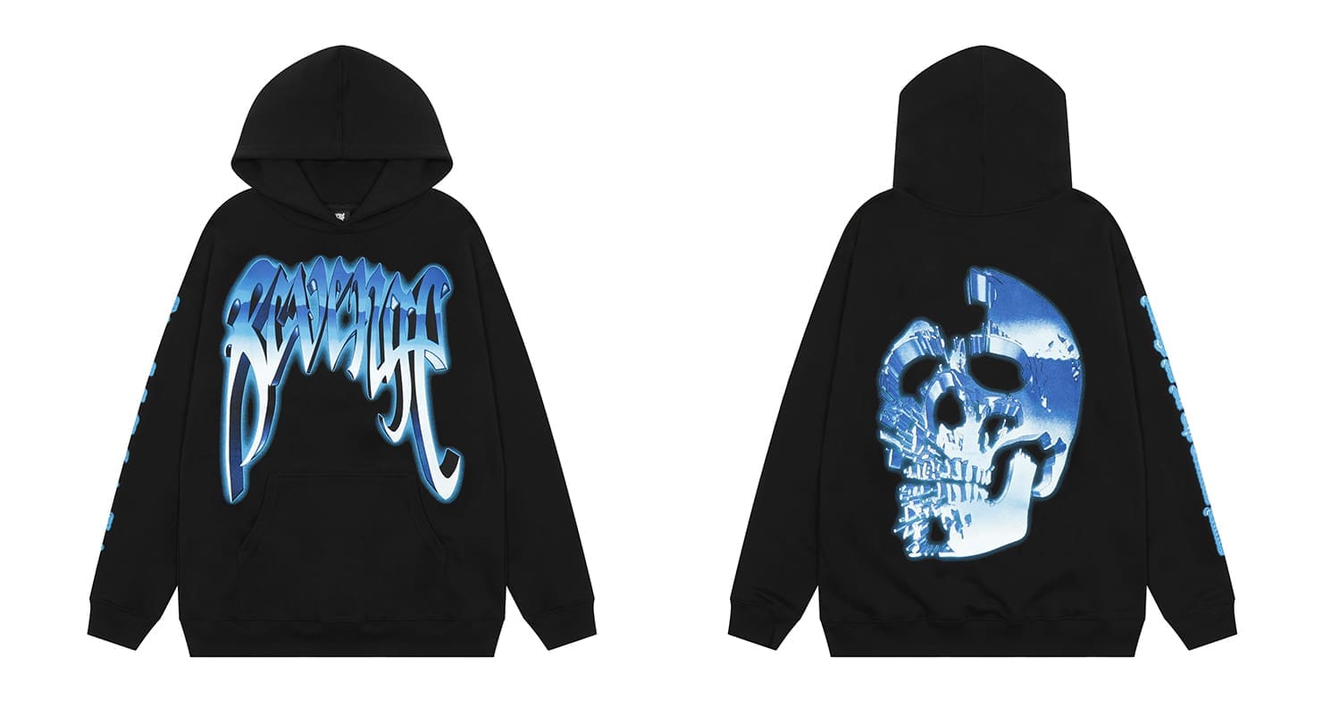 Revenge Mechanical Skull Print Hoodie