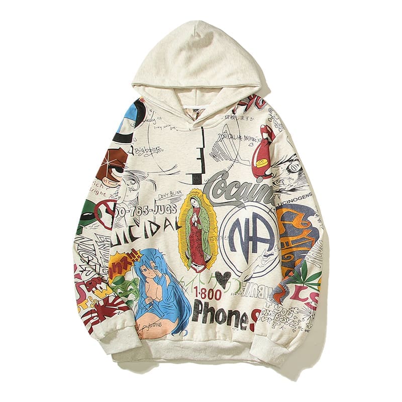 Saint Michael Flame Hand-Painted Retro Distressed Hooded Sweater