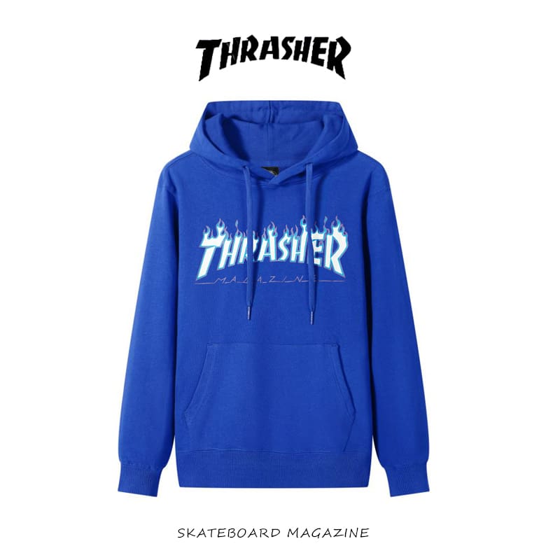 Thrasher Flame Fire Hooded Sweater Loose Cotton Coat