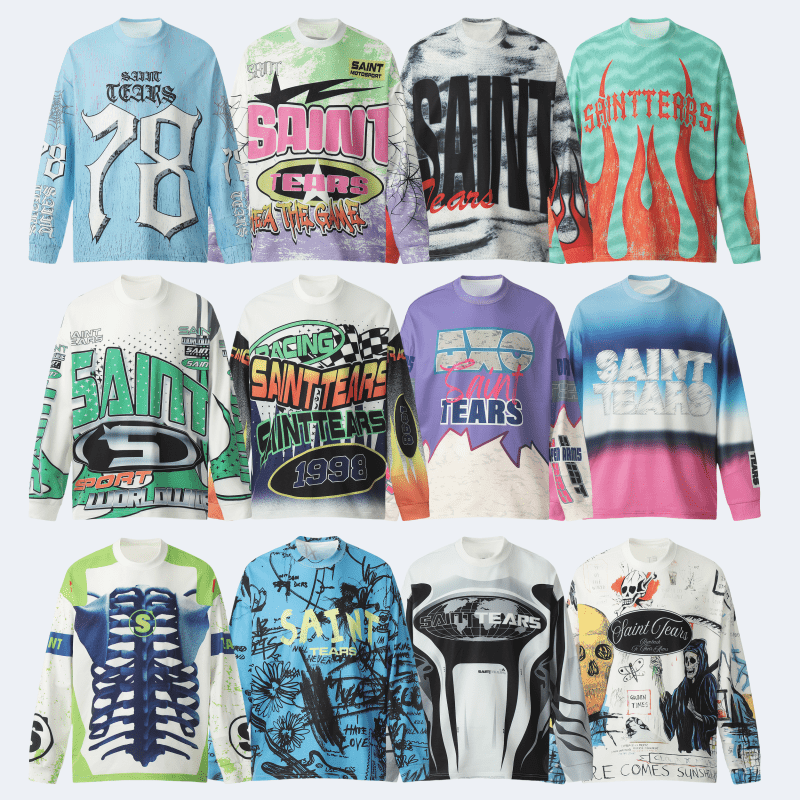 Saint Michael Denim Tears Full Printed Long Sleeve Vintage Shirt for Men