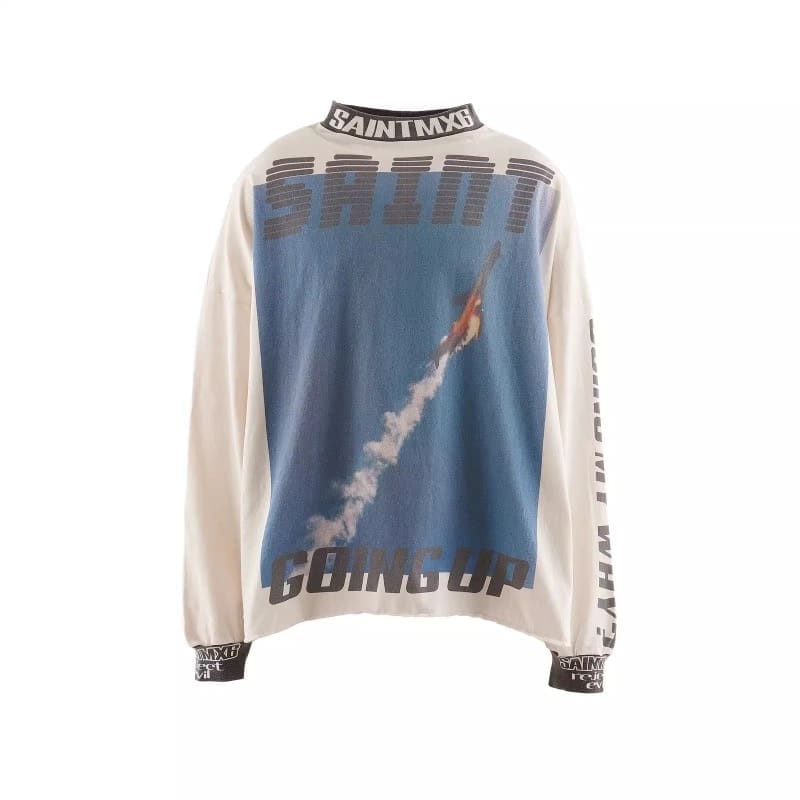 Saint of Michael Aircraft Illustration Loose Long Sleeve T-Shirt