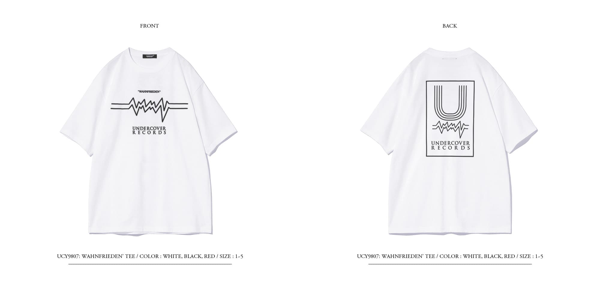 Undercover Radio Wave Print Japanese Retro Washed Short Sleeve T-Shirt for Men and Women