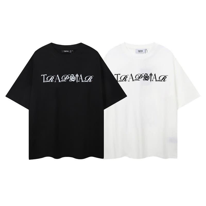 Trapstar Gothic Letter Printed Cotton Short Sleeve T-Shirt for Men and Women