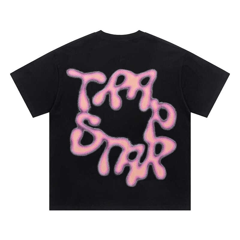 Trapstar Inkjet Pink Letters Print Cotton Round Neck Short Sleeve T-Shirt