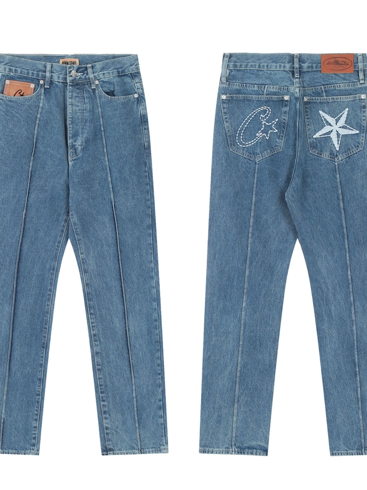 Corteiz Devil Island Denim Pants with Embroidered Logo
