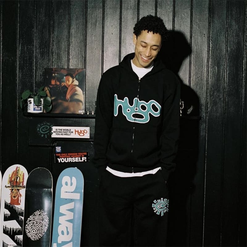 ADWYSD Sun Roll Embroidered Fleece-Lined Zipper Hoodie for Men and Women