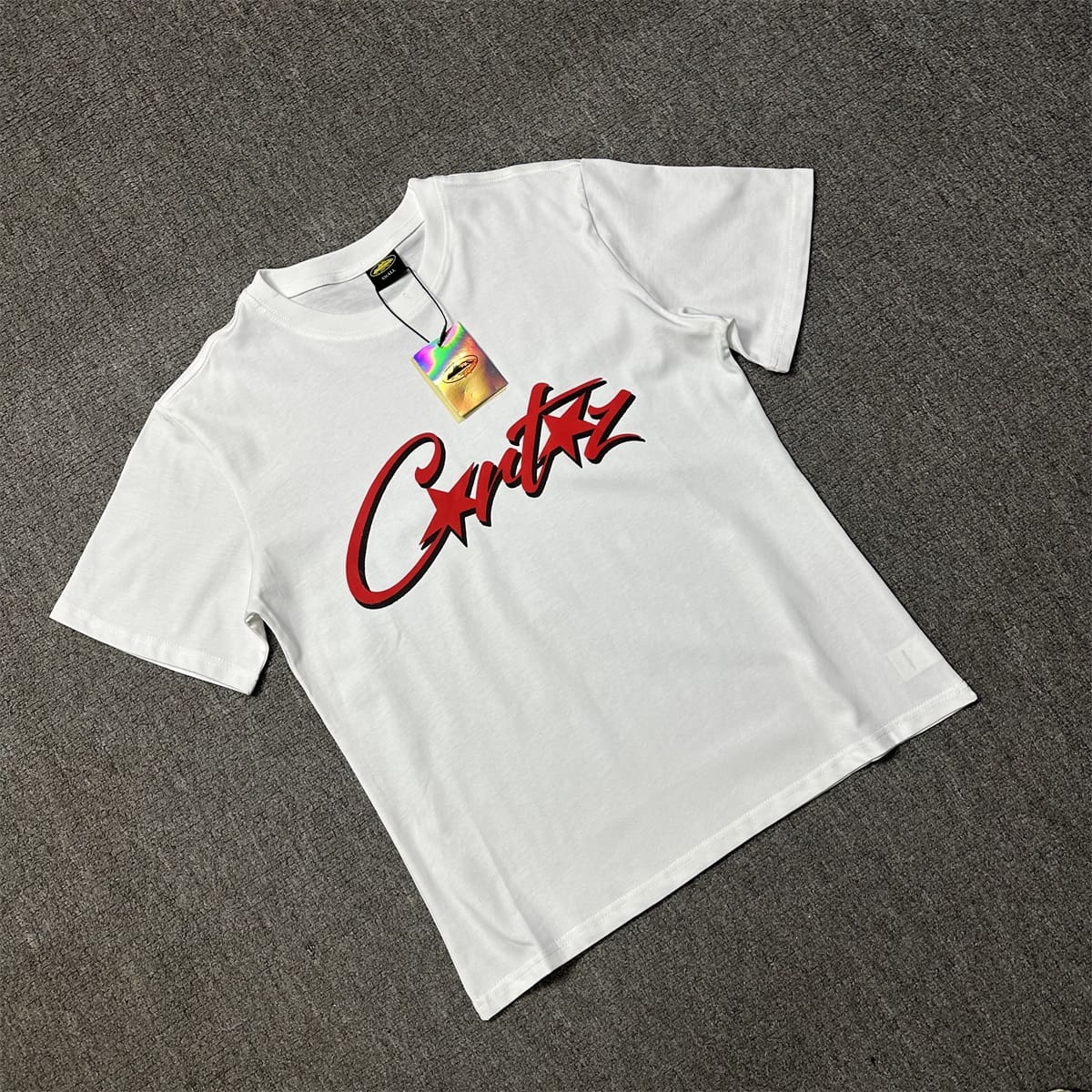 Corteiz Devil Island Red Logo Print Couple Loose Casual Round Neck T-Shirt