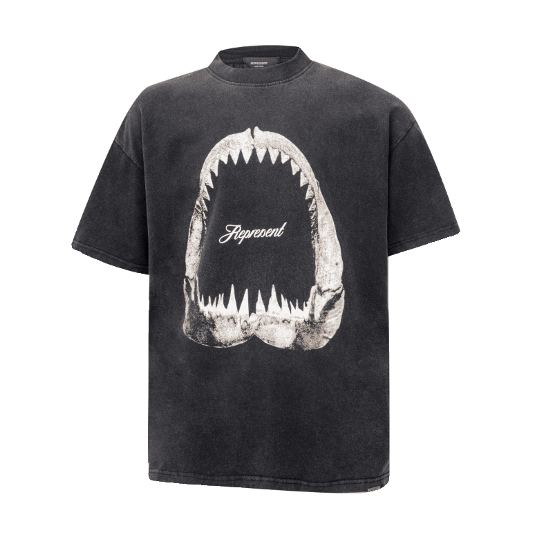 Represent Great White Shark Print High Street Loose T-Shirt for Men and Women