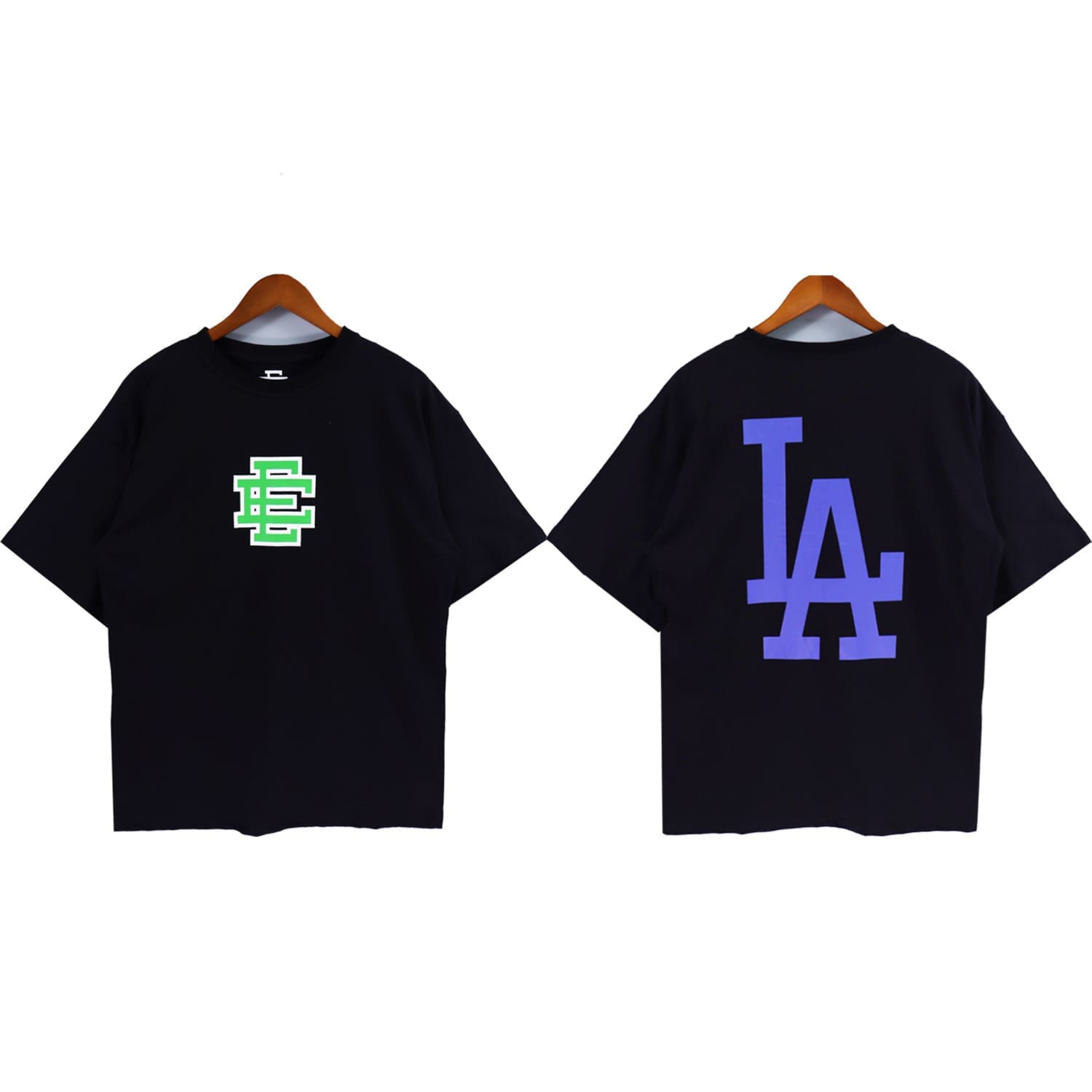 Eric Emanuel LA Letter Print Cotton Double Yarn T-Shirt for Men and Women