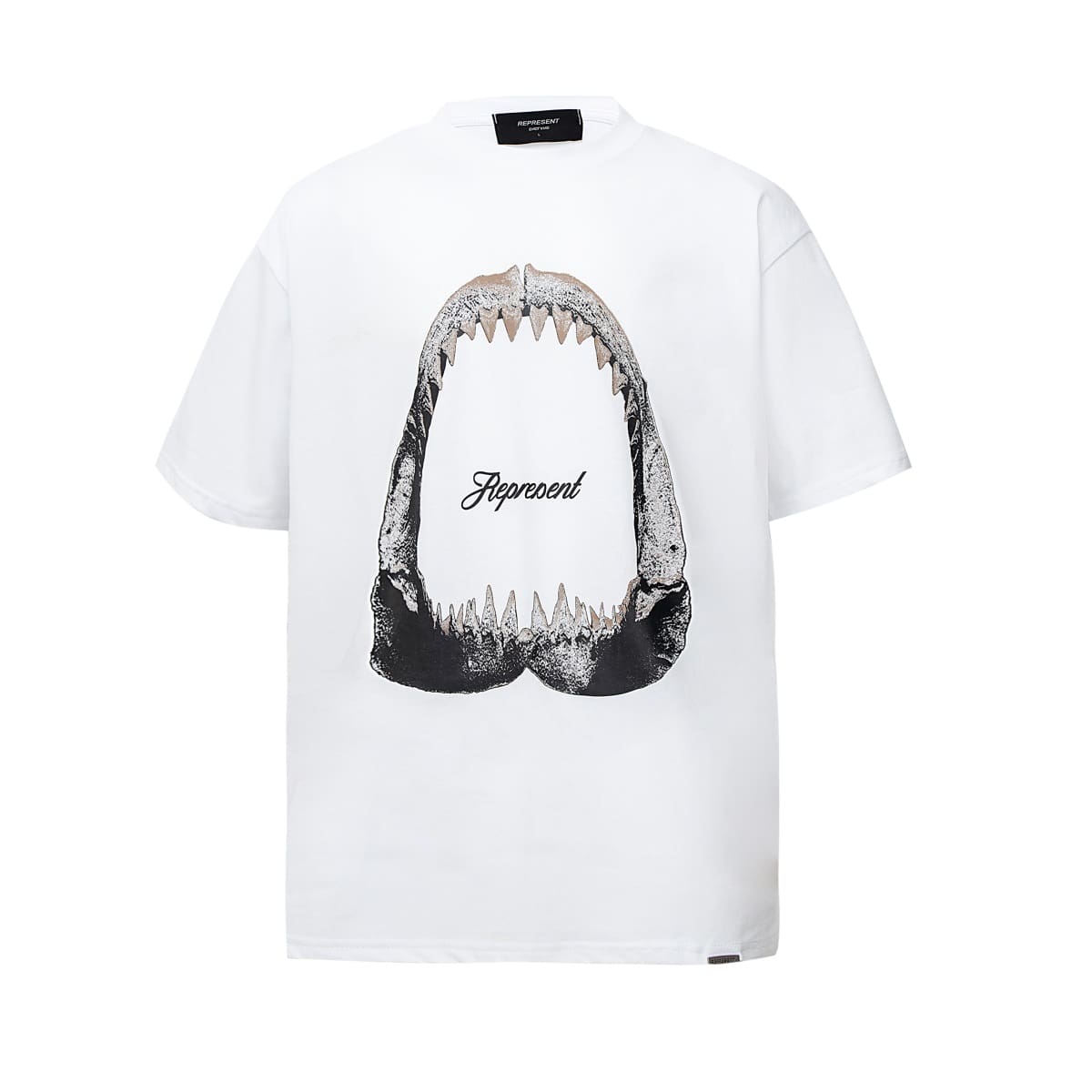 Represent Great White Shark Print High Street Loose T-Shirt for Men and Women