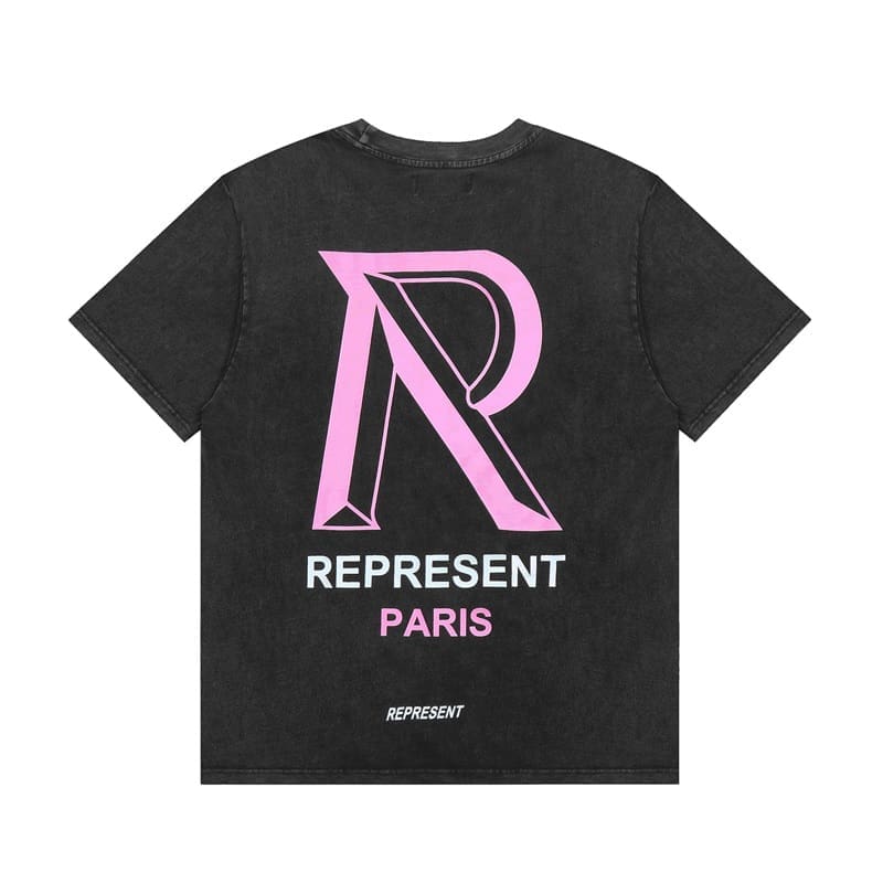 Represent Washed Distressed Letter Print Vintage Short Sleeve T-Shirt