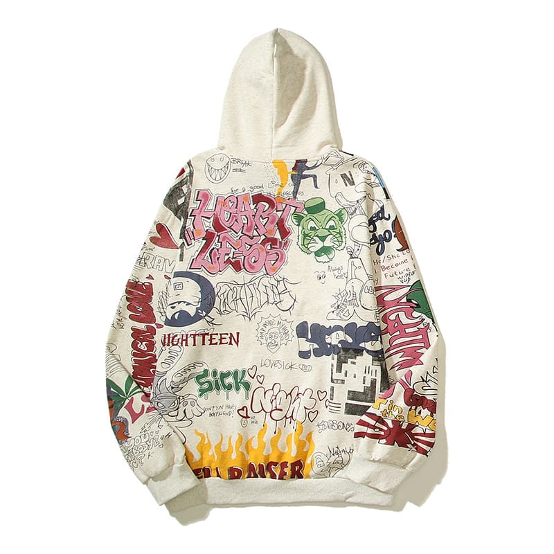 Saint Michael Flame Hand-Painted Retro Distressed Hooded Sweater