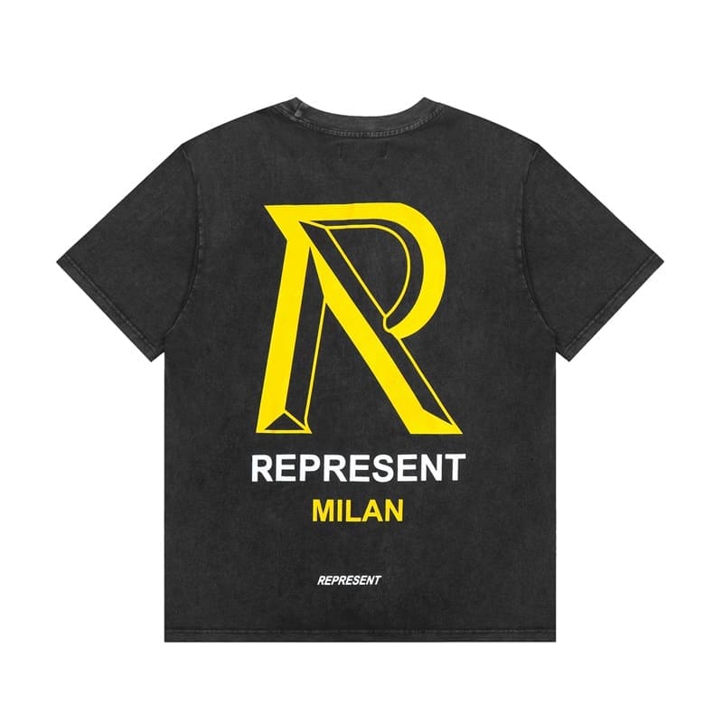 Represent Washed Distressed Letter Print Vintage Short Sleeve T-Shirt