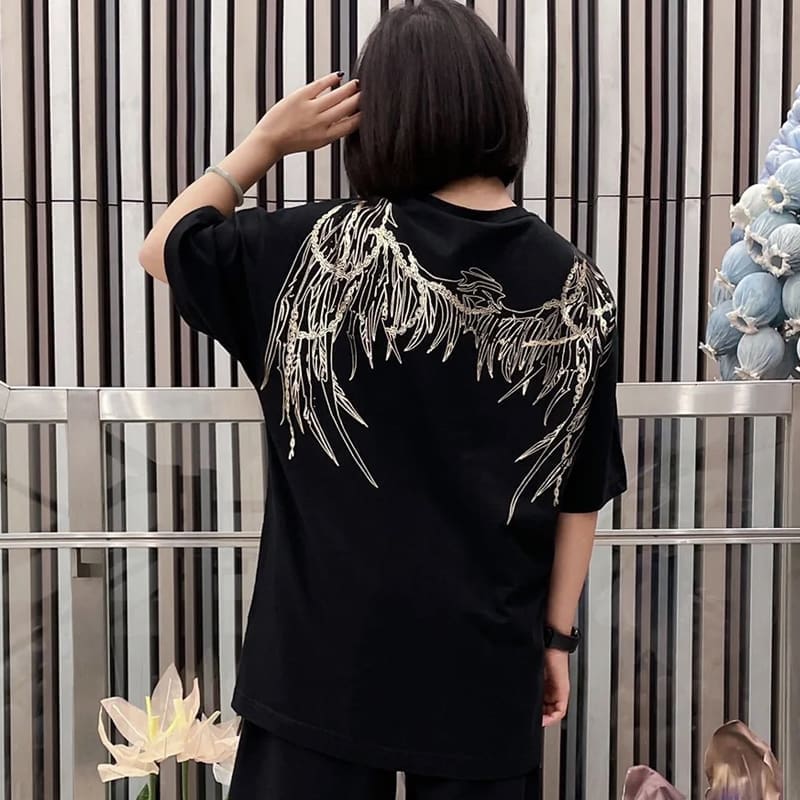 Black Golden Lock Eagle Wings Tee