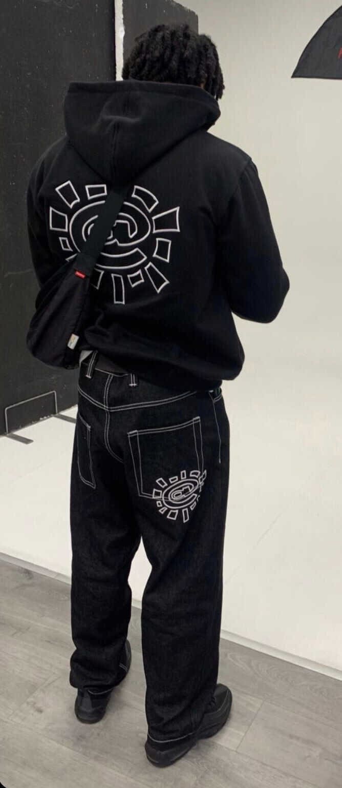 ADWYSD Sun Roll Velvet Padded Hooded Sweatshirt Casual Street Hip Hop Style