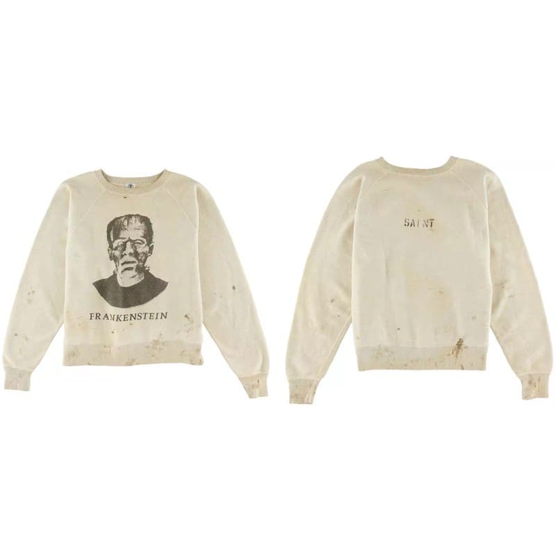 Saint Michael Retro Round Neck Sweater Thick Long Sleeve Top for Men and Women