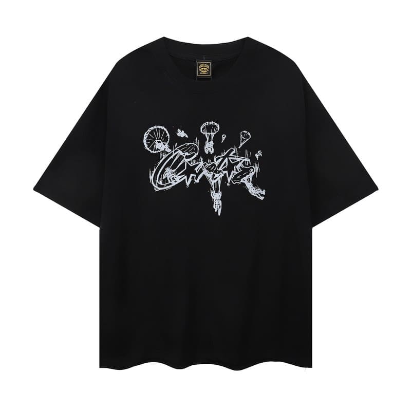 Corteiz Devil Island Graffiti Print T-Shirt for Men and Women High Street Retro Style