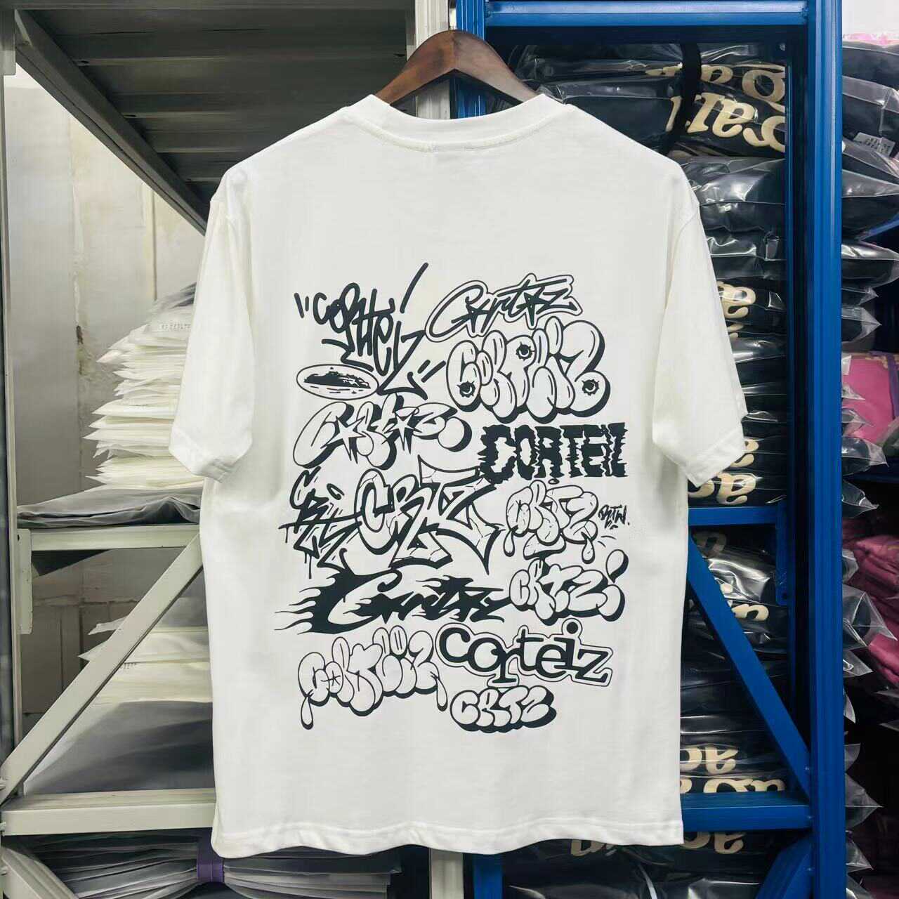 Corteiz Devil Island Casual Street Hip-Hop Graffiti Print Retro Loose T-Shirt