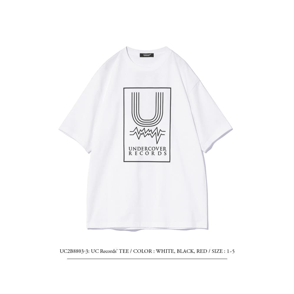 Undercover Radio Wave Print Japanese Retro Washed Short Sleeve T-Shirt for Men and Women