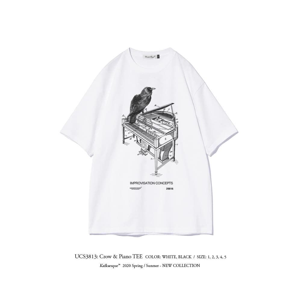 Undercover Crow Piano Artistic Dark Print T-Shirt for Men and Women