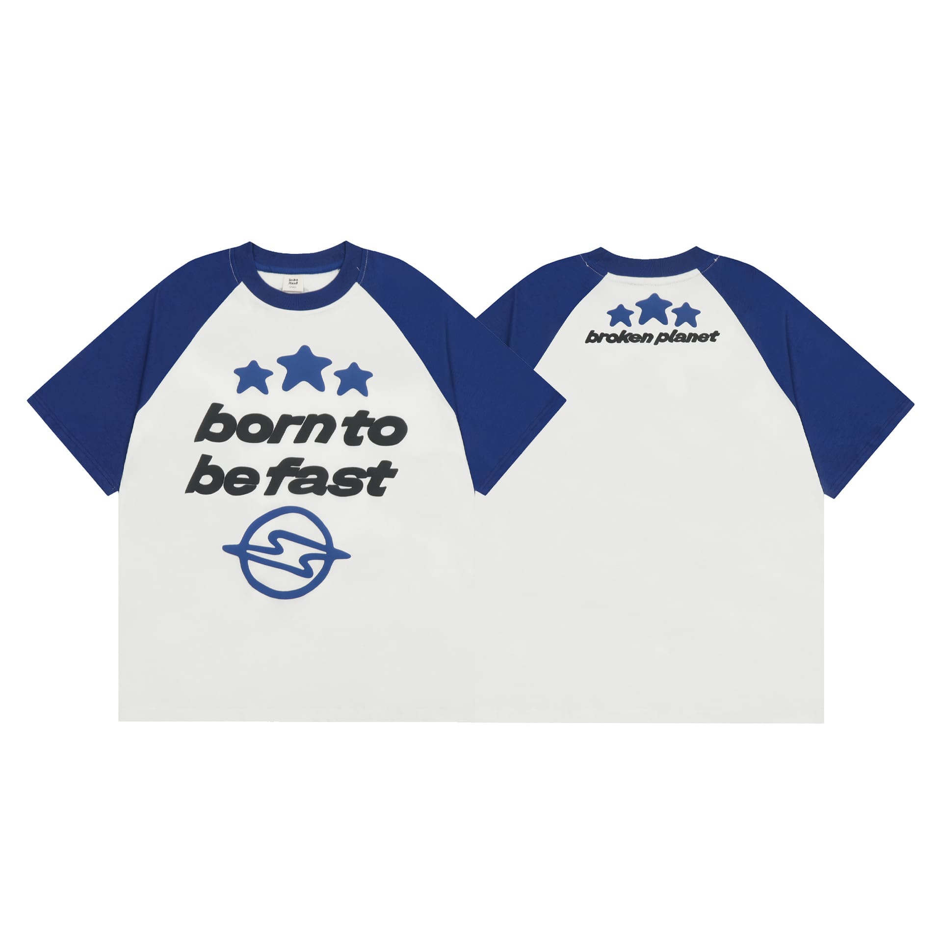 Broken Planet Puff Print Round Neck Short Sleeve T-Shirt for Men and Women