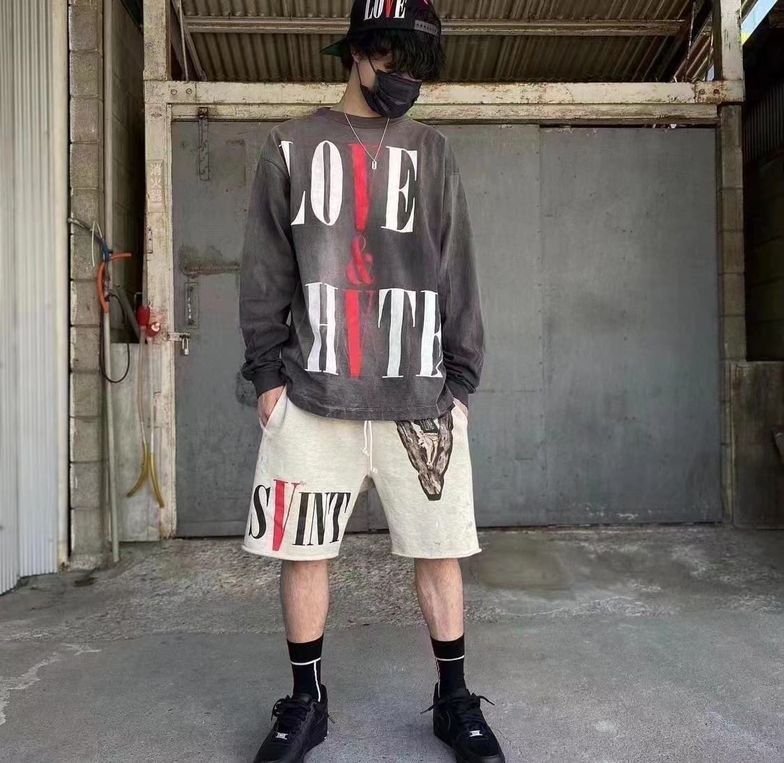 Saint Michael Vlone Washed Distressed Retro Shorts for Men