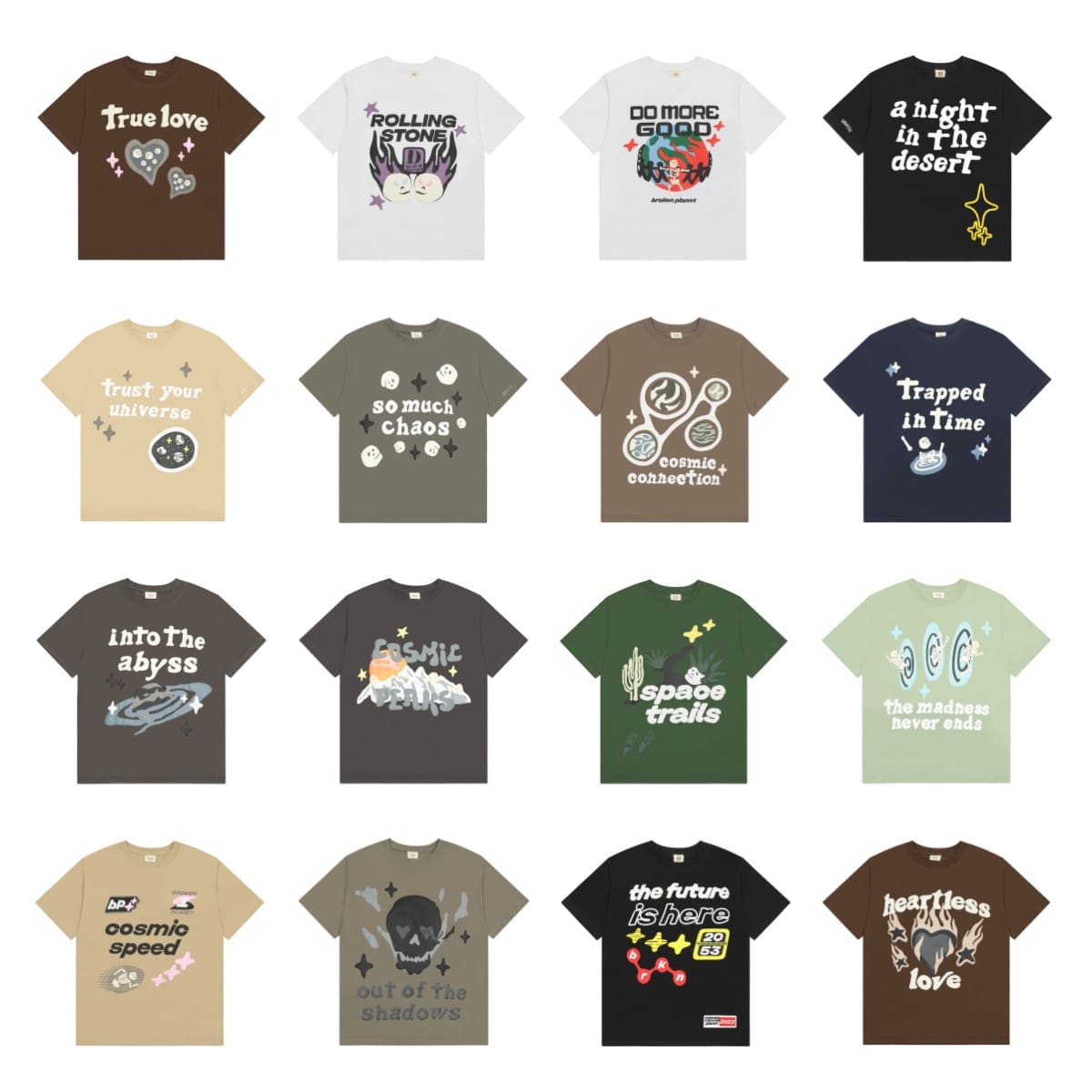 Broken Planet Puff Print Summer Cotton T-Shirt for Men and Women