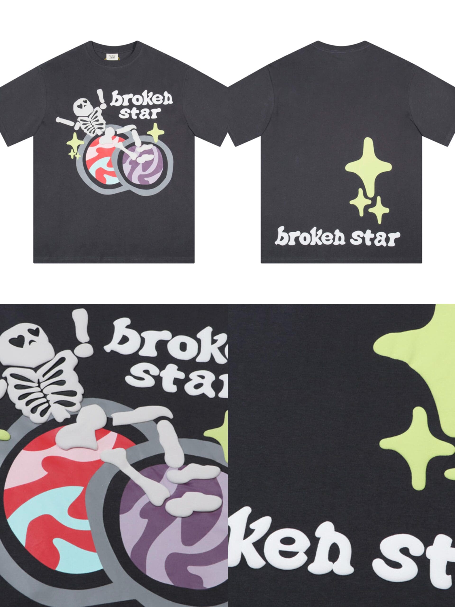 Broken Planet Puff Print Loose Short Sleeve T-Shirt for Men and Women