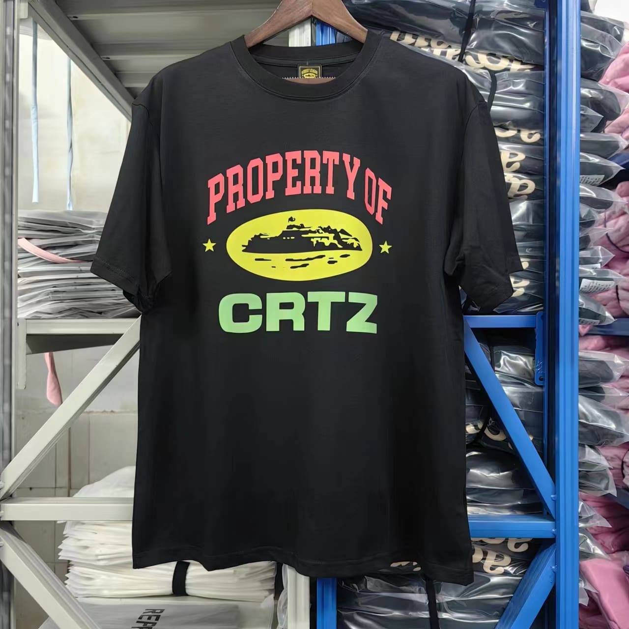 Corteiz Devil Island Printed Cotton Casual Round Neck T-Shirt for Men and Women