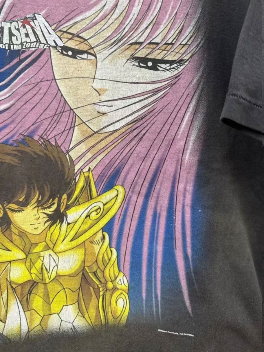 Saint Michael Saint Seiya Anime Joint Washed Short Sleeve T-Shirt for Men and Women