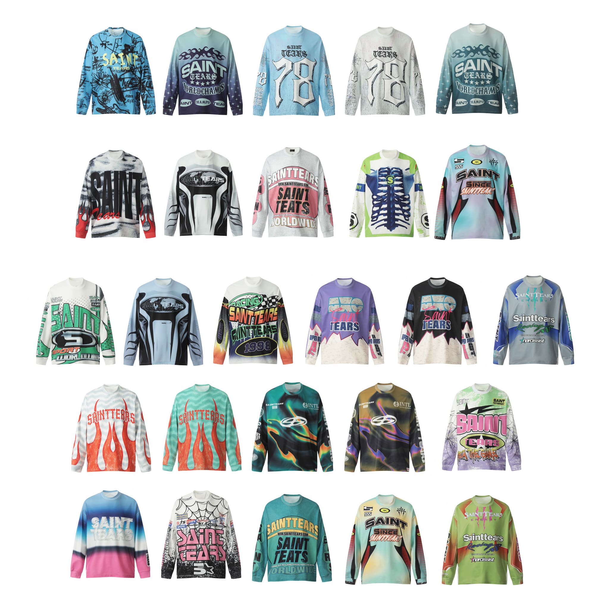 Saint Michael Vintage Loose Long Sleeve Drop Shoulder T-Shirt for Men