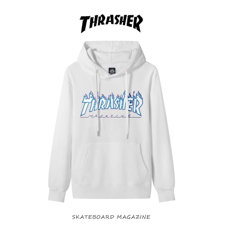 Thrasher Flame Fire Hooded Sweater Loose Cotton Coat