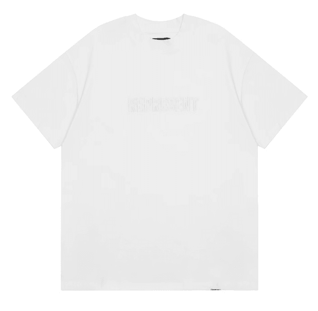 Represent Washed Embroidered Letter T-Shirt Retro Trendy Round Neck for Men and Women