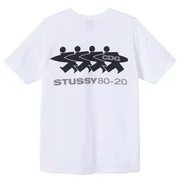 Stussy Crown Surfing Print Short Sleeve T-Shirt for Men and Women