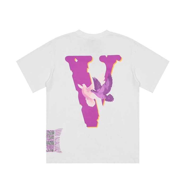 VLONE Peace Dove Large V Printed Cotton Short Sleeve T-Shirt for Men and Women