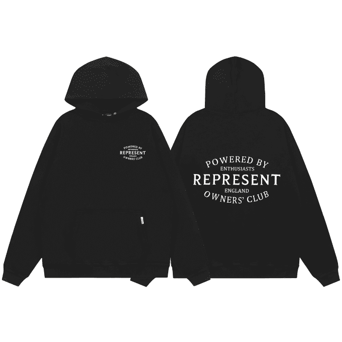 Represent Letter Slogan Print Long Sleeve Hooded Sweater Casual Fashion for Couples