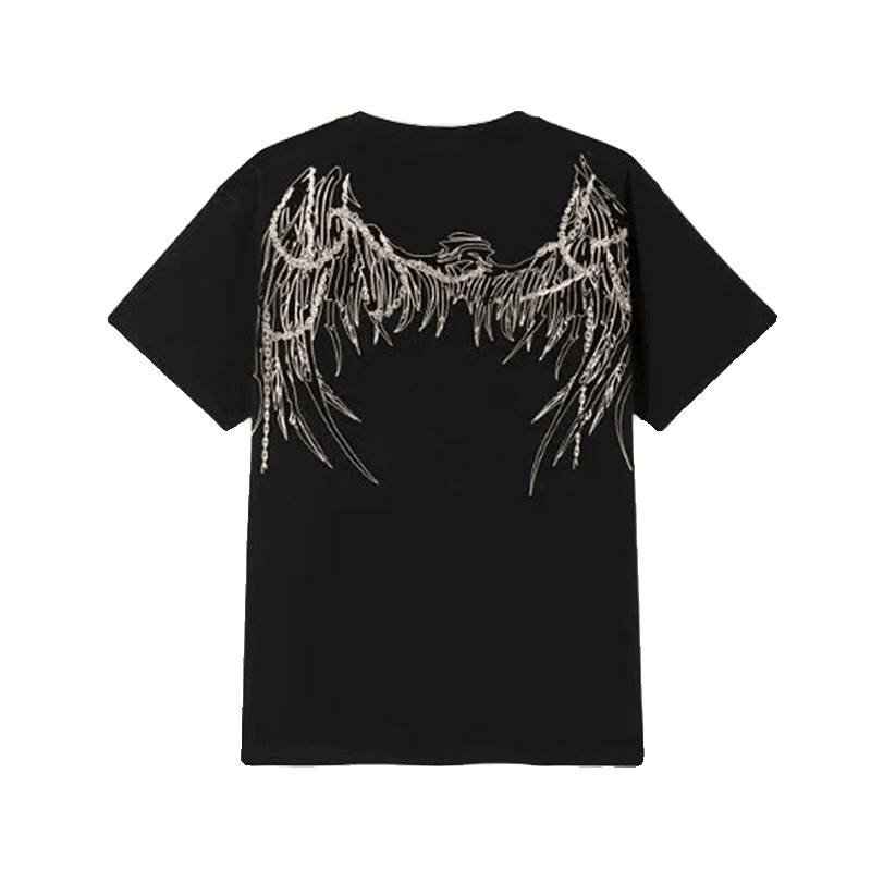 Black Golden Lock Eagle Wings Tee