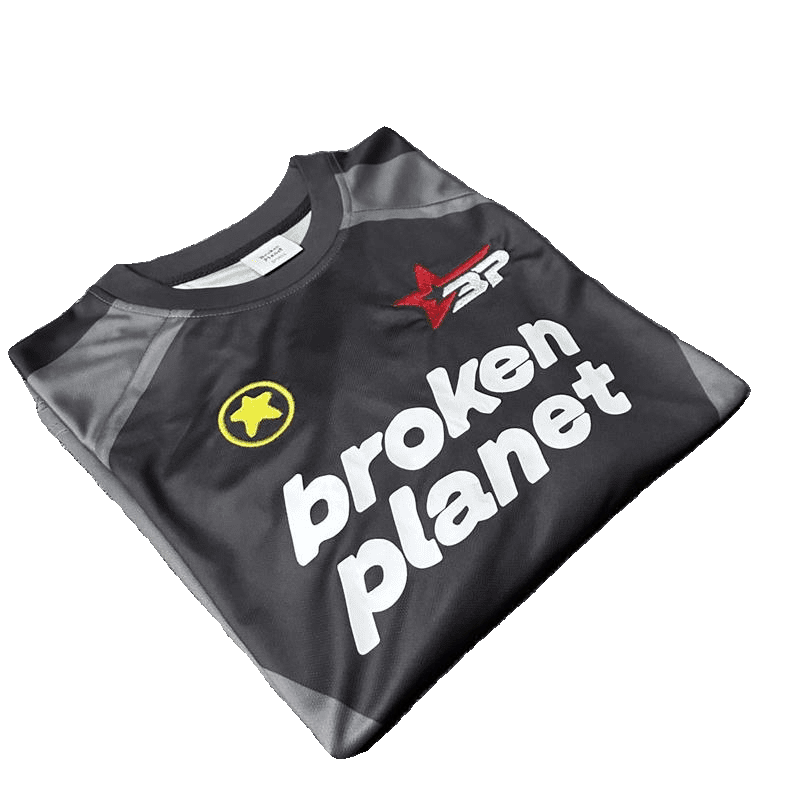 Broken Planet Mesh Color Block Embroidered Long Sleeve T-Shirt