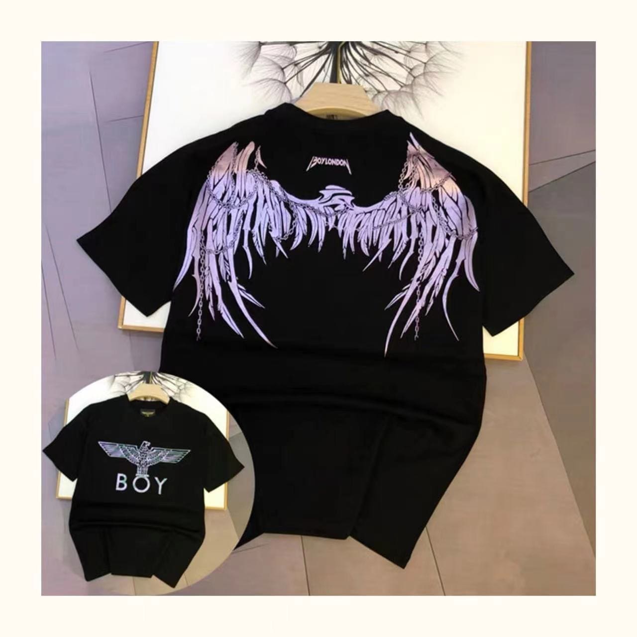 Black Golden Lock Eagle Wings Tee