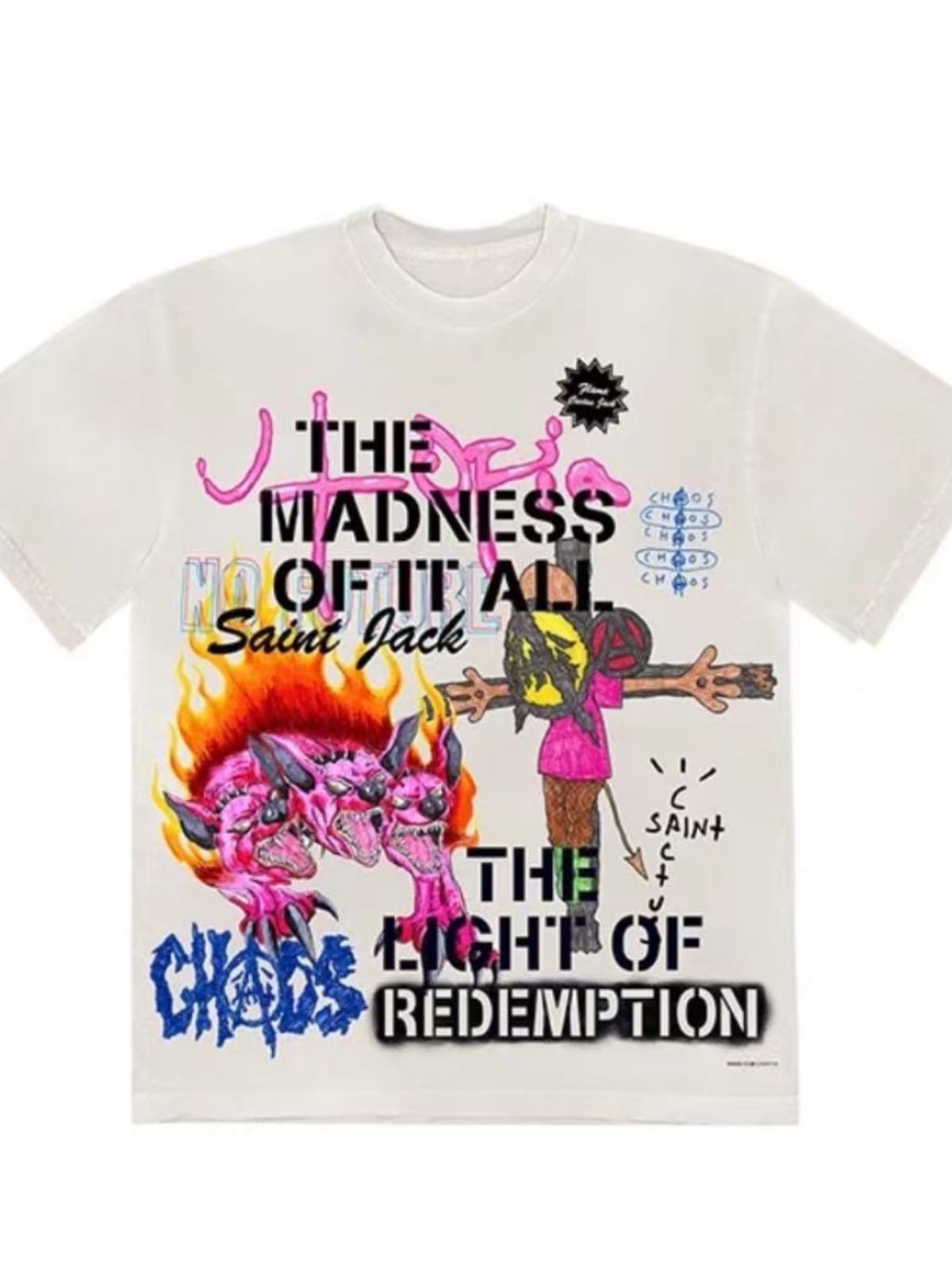 Travis Scott x Saint Michael Hellhound Round Neck Short Sleeve T-Shirt for Men