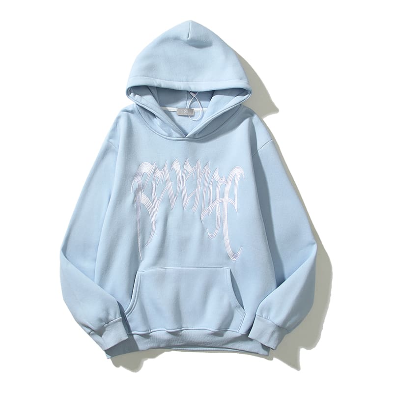 22SS American Revenge Embroidery Letters High Street Velvet Padded Hooded Sweatshirt