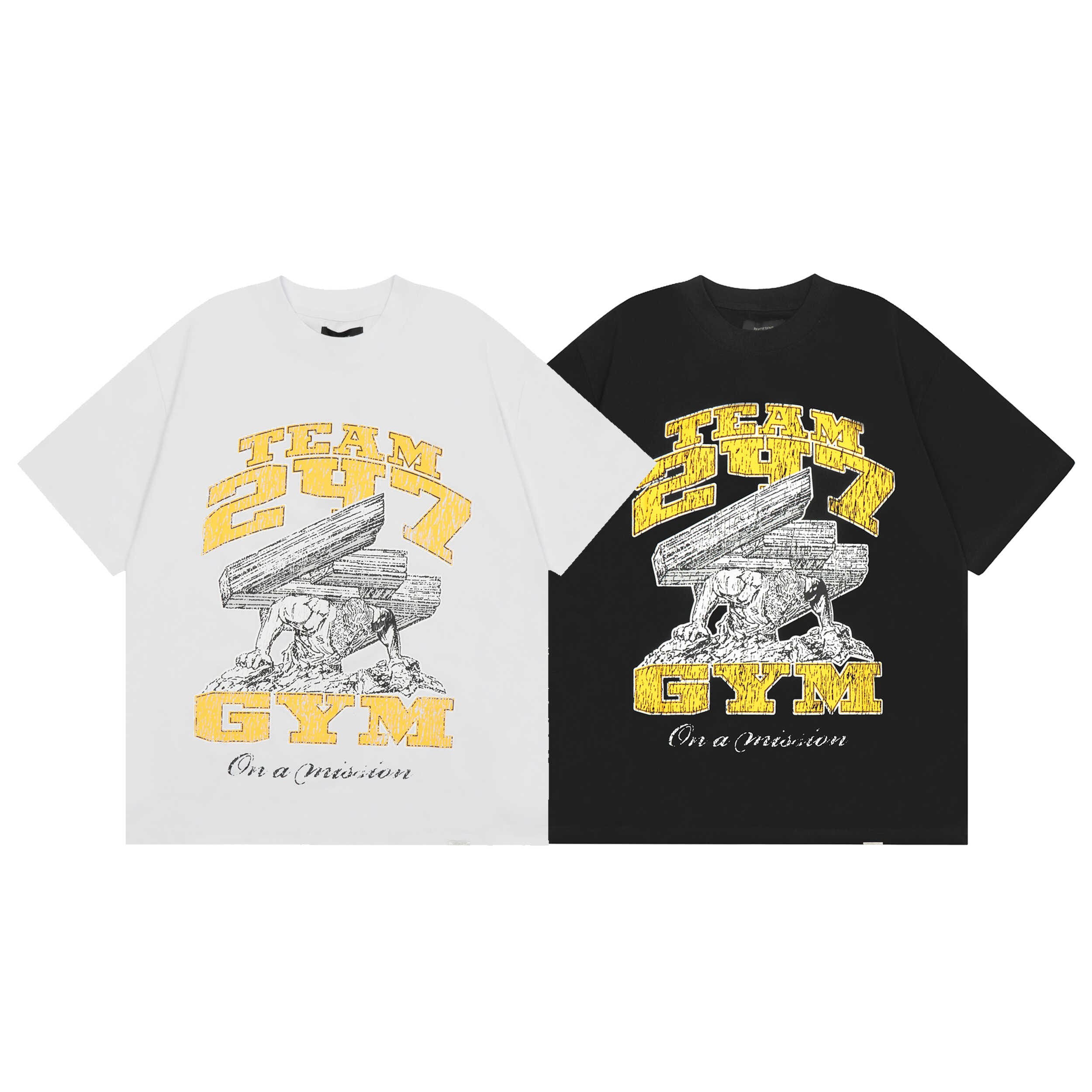 Represent Contrast Color Letter Print Loose Round Neck Short Sleeve T-Shirt for Couples