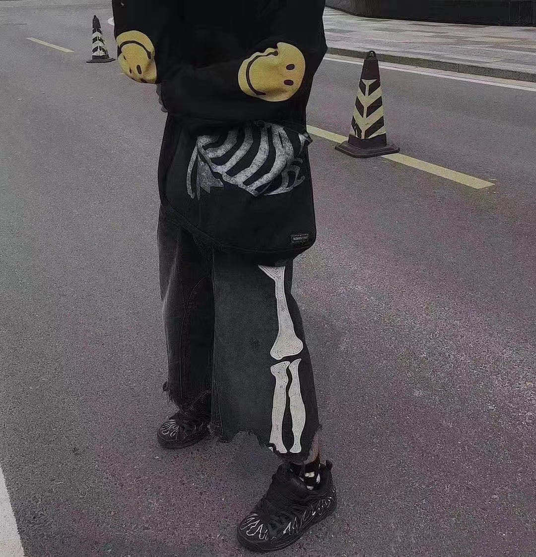 Kapital Pingtian Hehong Bone Print Crossbody Bag