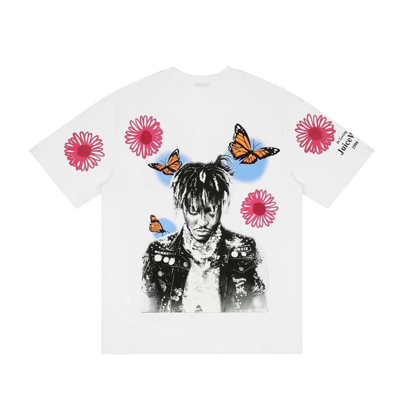 VLONE FOG Juice WRLD Floral Figure Printed High Street Short Sleeve T-Shirt