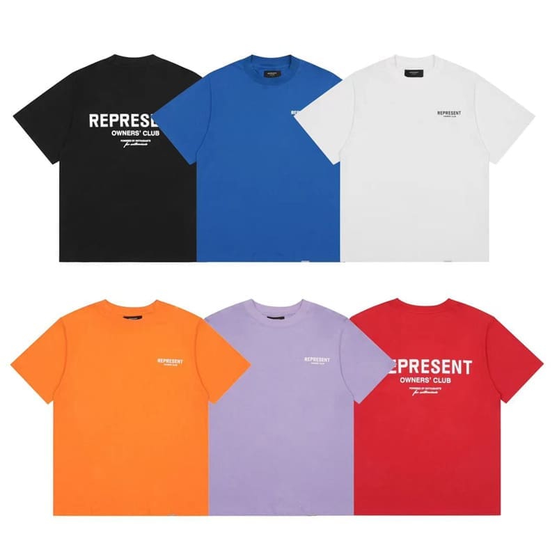 Represent Slogan Printed Short Sleeve High Street Fashion Casual T-Shirt for Men and Women