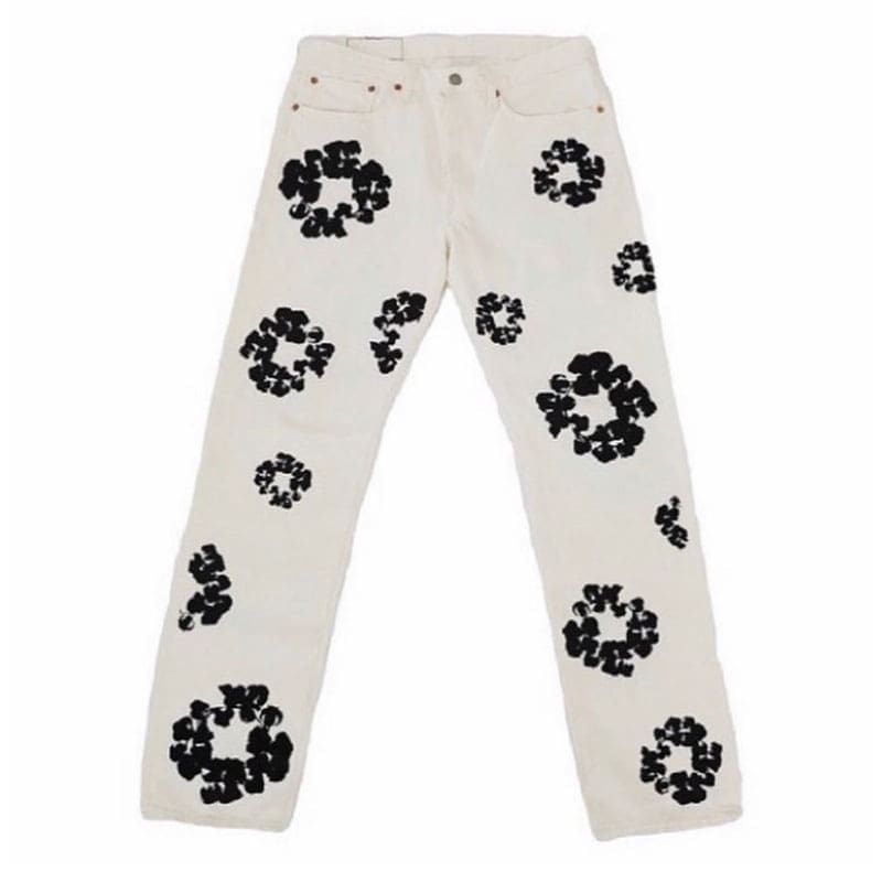 Denim Tears Floral Print Washed Denim Trousers