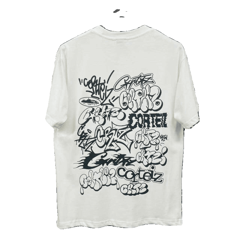 Corteiz Devil Island Casual Street Hip-Hop Graffiti Print Retro Loose T-Shirt